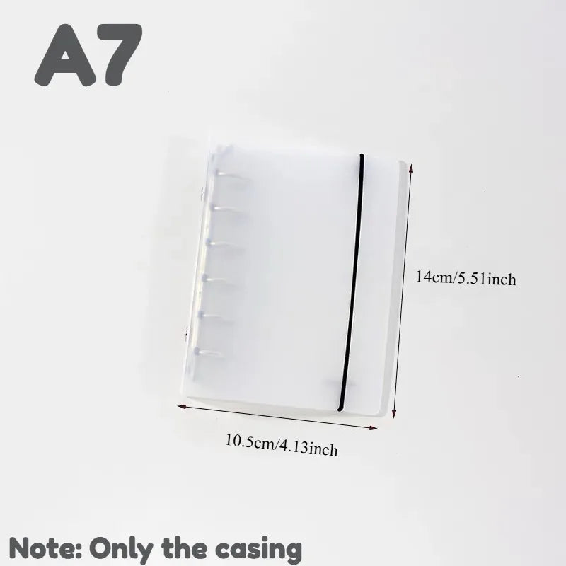 1pc Transparent PP A7 Binder Cover, 6-Ring Refillable Planner Protector, Lightweight Durable for Loose Leaf Notebook