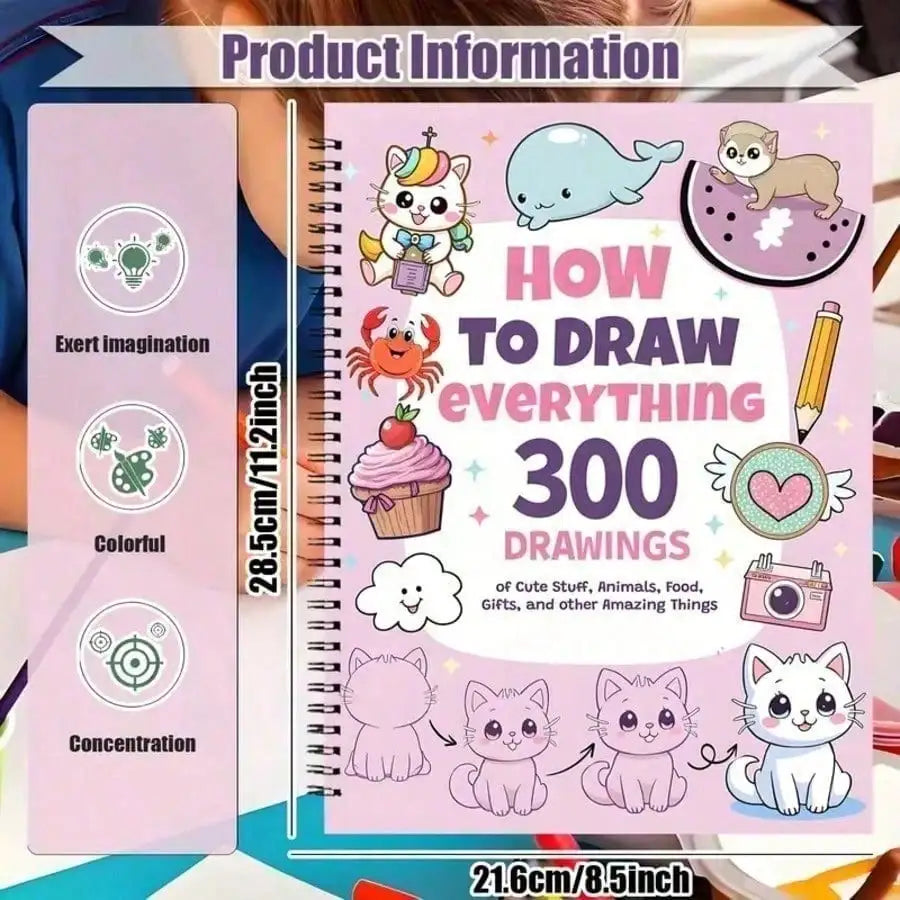 How To Draw Everything Book 300 Charming Illustrations Learn To Draw Animals Food Gifts For Art Enthusiasts