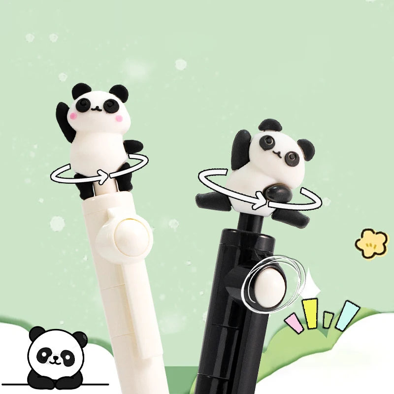 1pc Rotatable Gel Pens Kawaii Panda Ballpoint Pen Cute Writing Tools School Office Supplies Student Stationery Gifts