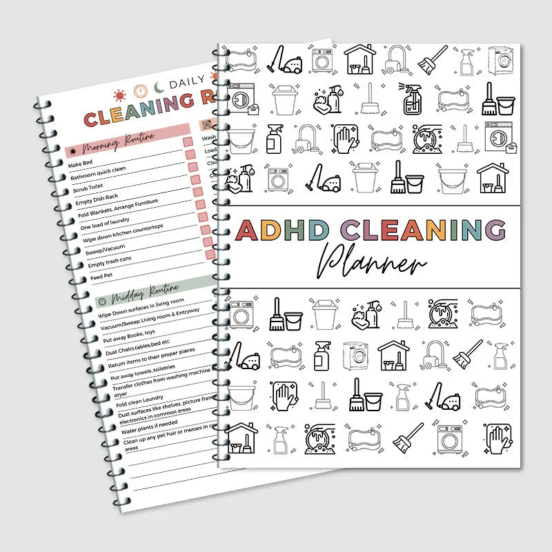 ADHD Cleaning Planner Bundle – Includes Home Cleaning Schedule, Weekly, Monthly, Year-Round Cleanliness Tips, Family Chore Chart